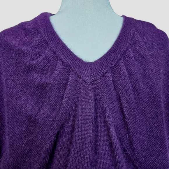 CYC purple sweater V-neck & back short butterfly sleeve ribbed wide waist size M - Picture 8 of 13